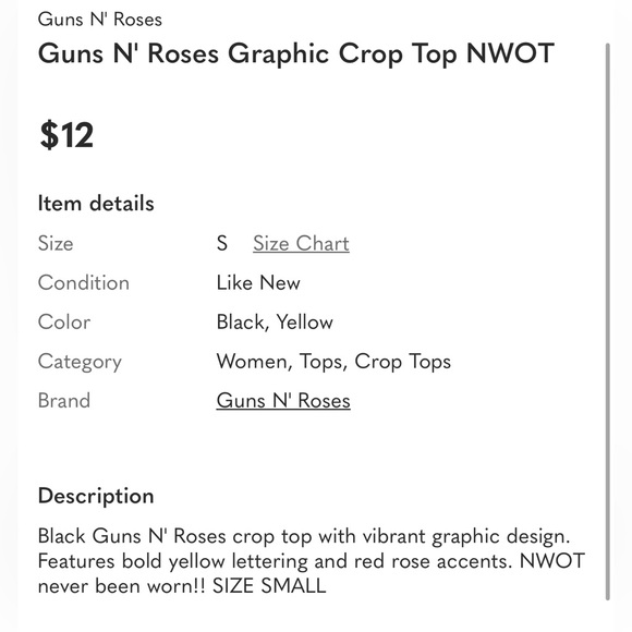 Guns N' Roses Graphic Crop Top NWOT - Picture 11 of 11